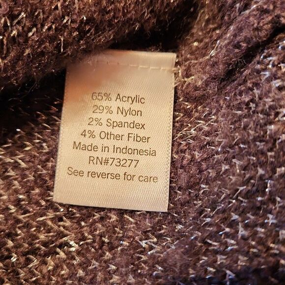 Nine West V-Neck Metallic Tunic Knit Sweater Bundle Medium, Silver & Holiday Red - Picture 8 of 9